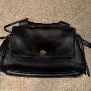 Roots Black Leather Crossbody Bag
